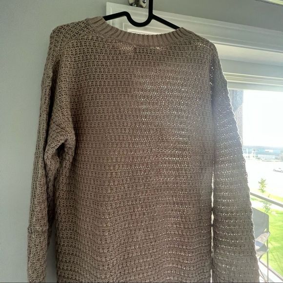 Nwt Textured Cotton-Blend Tunic crewneck Sweater for Women, NWT, Taupe - Picture 5 of 7